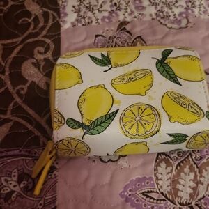 Buxton Lemon Print Key & Card Holder - Yellow and White